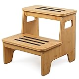 Wooden 2-Step Stool, Bamboo Step Stool with