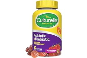 Culturelle Daily Probiotic Gummies for Women & Men, Berry Flavor, 52 Count, Naturally-Sourced Daily Probiotic + Prebiotic for Digestive Health, Non-GMO & Vegan
