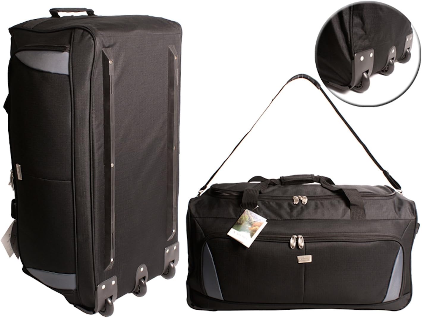 Extra Large Heavy Duty Wheeled Travel Holdall Festival Holiday Duffle Bag in Black, Ideal Going