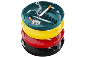 Grovind Ash Tray for Cigarettes [4 Pack] Melamine 7 Inches Outdoor Ashtray for Patio, Plastic Ashtrays With 7 Cigarette Holders, Home Office Indoor Outdoor Use