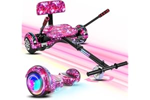 EPCTEK Scooter with Seat Attachment for Kids Adults, 6.5'' 8.5''Balancing Scooter with Bluetooth Speakers & Colorful LED Light with Kart
