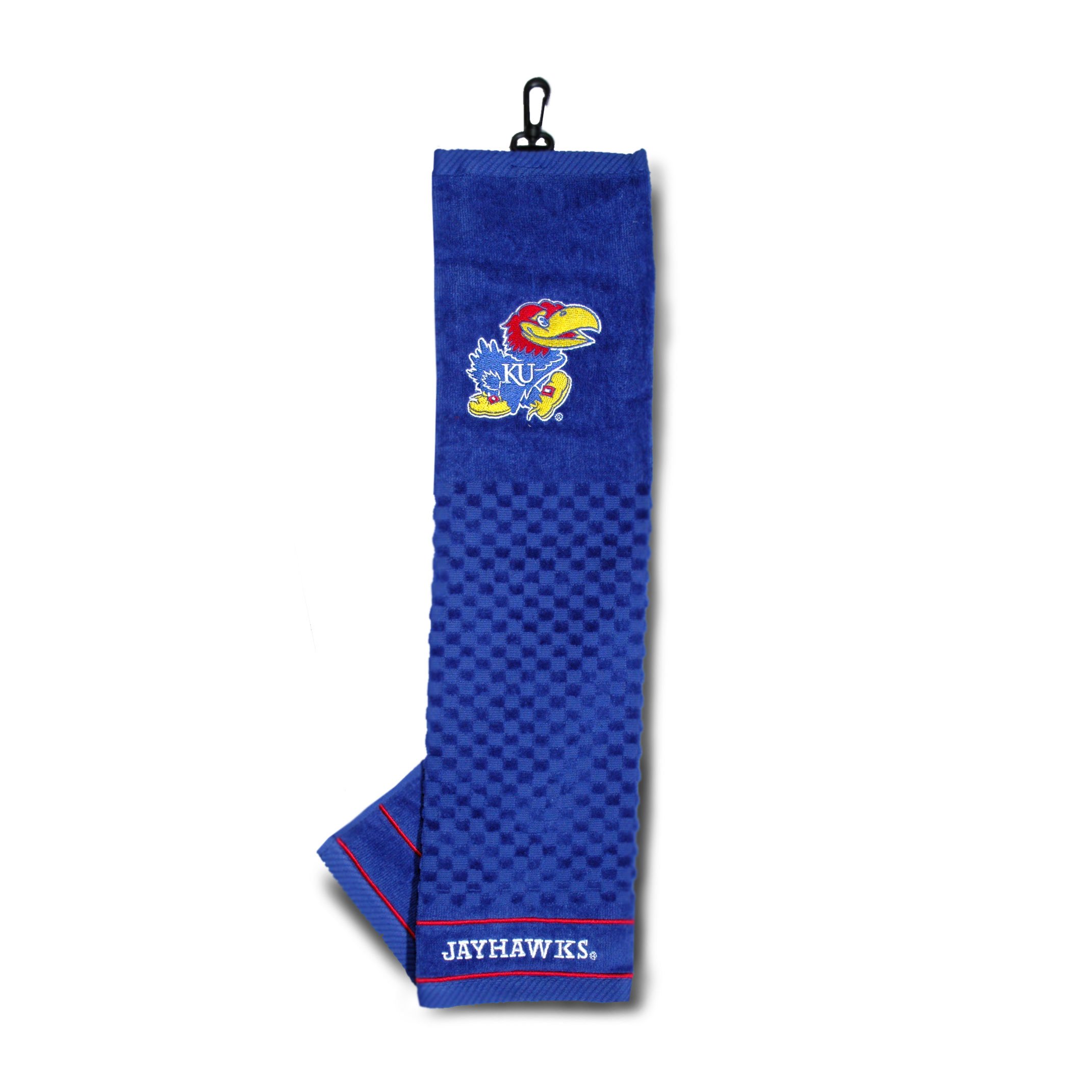 Team Golf NCAA Kansas Jayhawks Embroidered Golf Towel Embroidered Golf Towel, Checkered Scrubber Design, Embroidered Logo