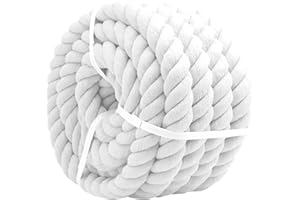 VEIZEDD VEIZEED Natural Cotton Rope 1 Inch X 25 Feet, White Cotton Rope for Hanging Swing Decoration Nautical Crafts,Tug of War Rope for Kids