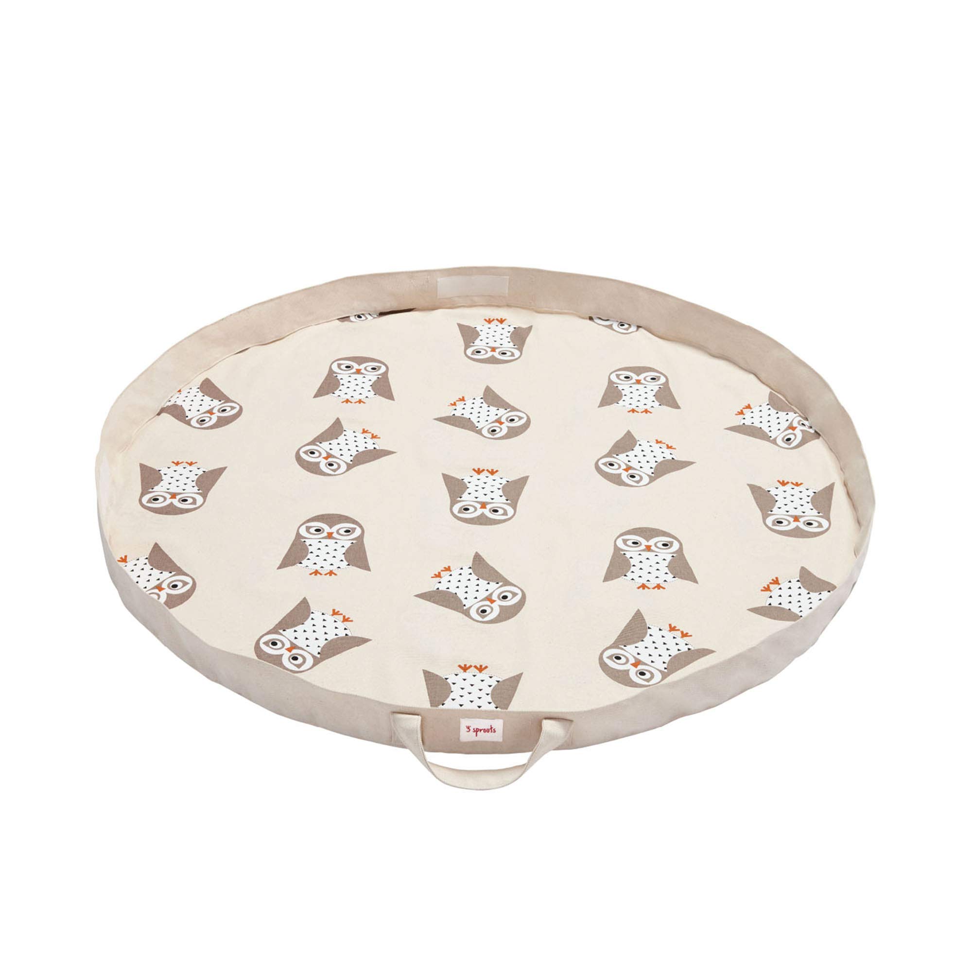 3 Sprouts Play Mat and Toy Storage Bag - Large Portable Toy Mat for Boys & Girlds - Durable Toy Organizer, Baby Floor Mat, Owl