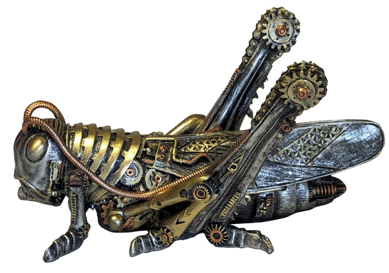 Middle-England 24cm Steampunk Mechanical Grasshopper Cricket Locust Insect Large Hand Painted Resin Ornament