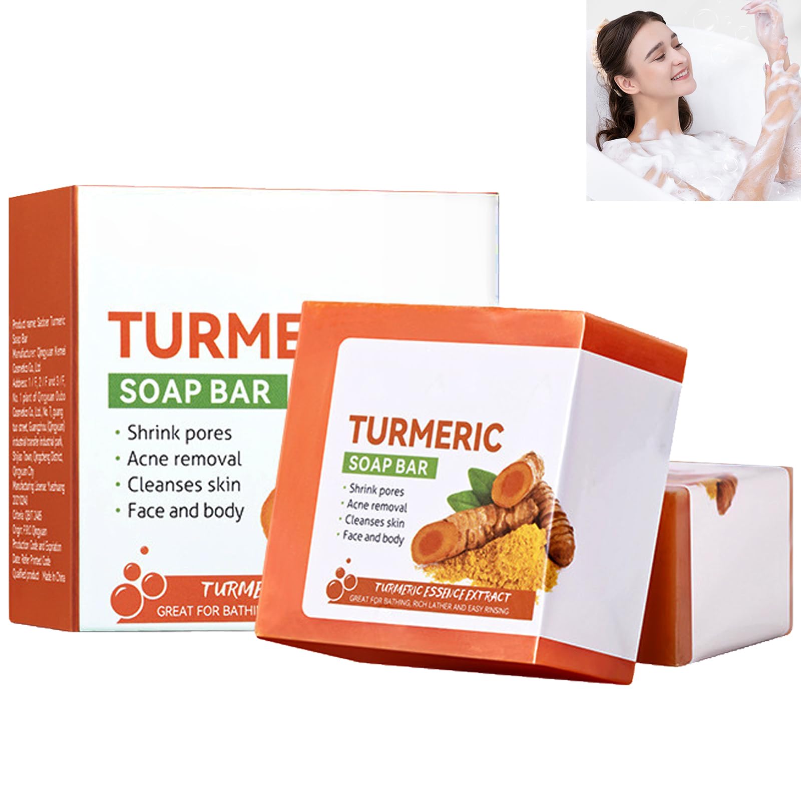 KOAHDE Turmeric Skin Brightening Soap,Deep Cleaning Ginger Soaps,Turmeric Soap Hyperpigmentation,Organic Turmeric Soap,Ginger Bath Soap,Turmeric Handmade Soap Bar,Cleansing Natural Handmade Soap