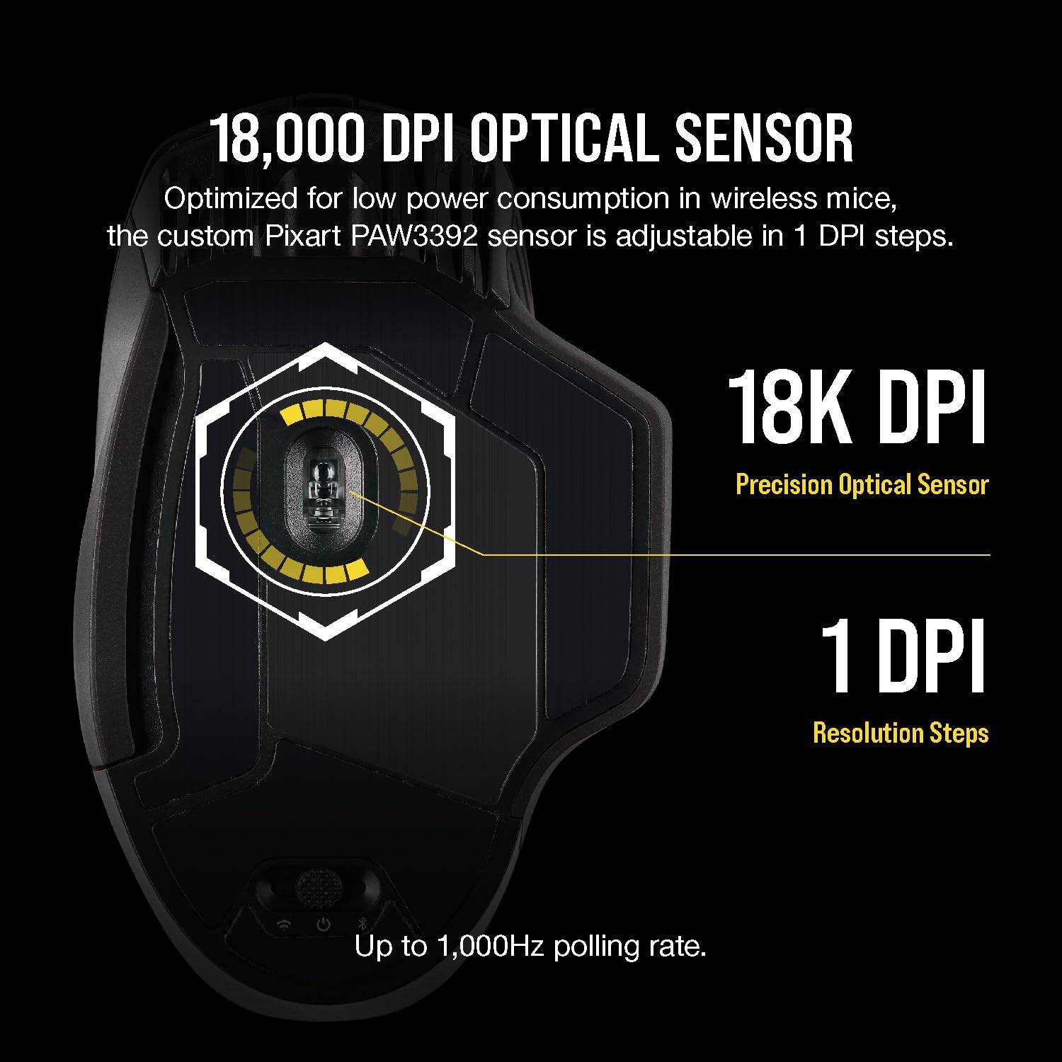 Corsair Dark Core RGB Pro SE, FPS/MOBA Gaming Mouse with SLIPSTREAM Technology, Black, Backlit RGB LED, 18000 DPI, Optical, Qi wireless charging certified