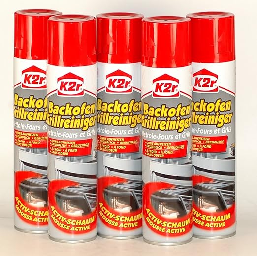 K2r Backofen-Grillreiniger Spray mit Aktiv-Schaum, 5-er Pack (5 x 300 ml)