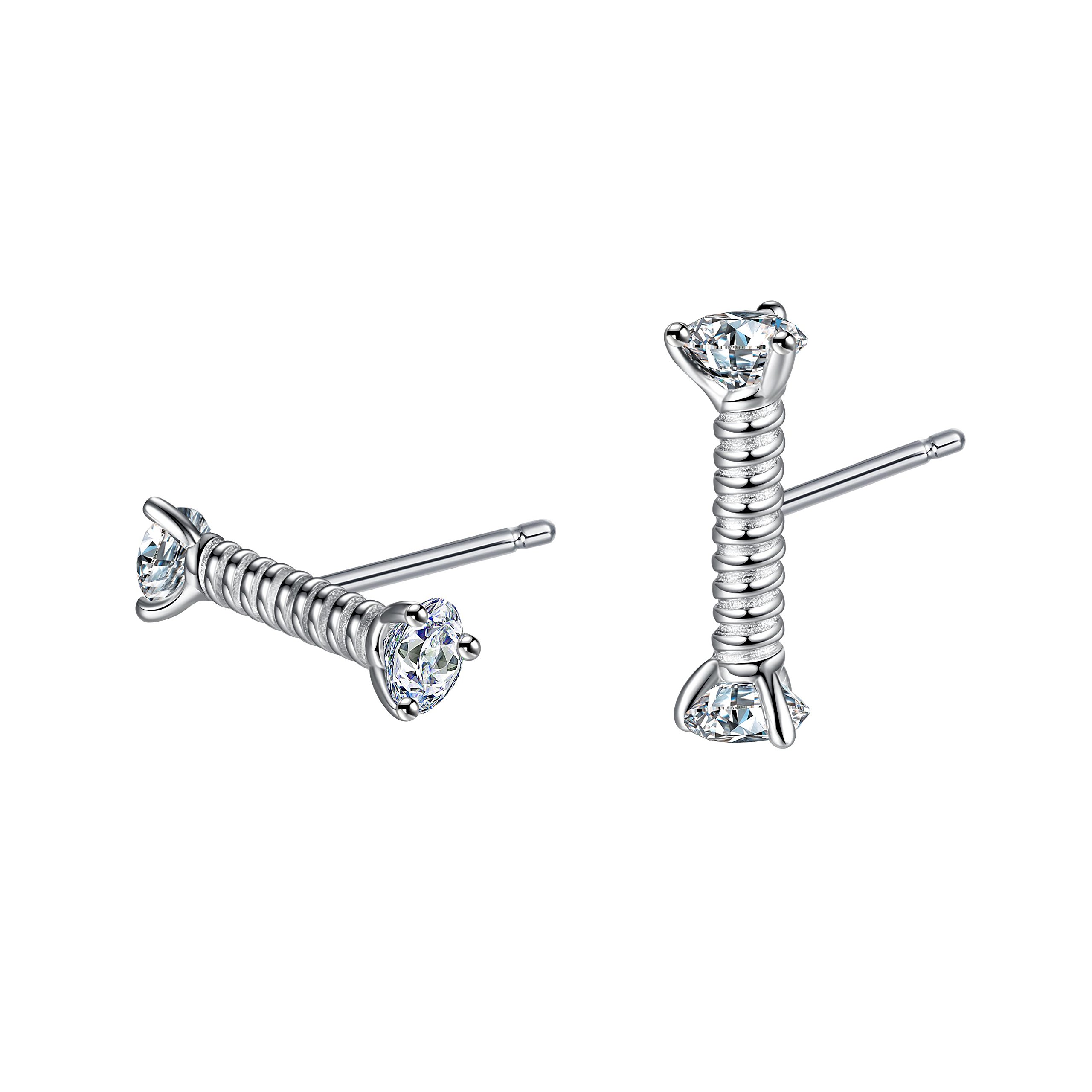 VIKI LYNN Unisex 925 Sterling Silver Cubic Zirconia Stud Earrings