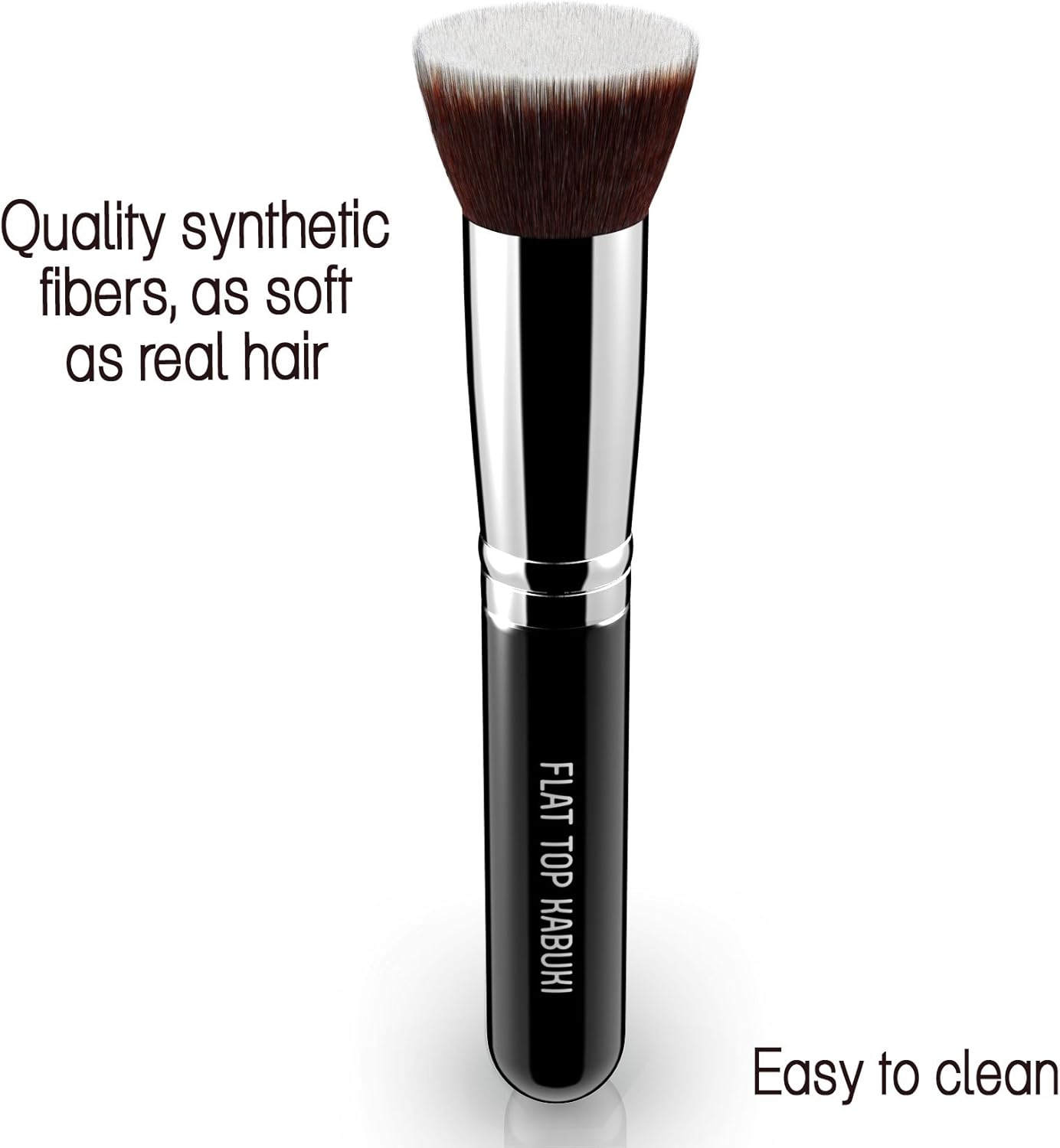 Flat Top Kabuki Brush By Keshima - Premium Foundation Brush, Buffing Brush, Blending Brush, Face Brush, Black Regular, 14.4 cm - Image 3