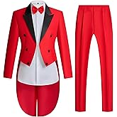 Mens Tailcoat Suit Jacket Tuxedo Double Breast Swallow Tail Coat Pants Bow Tie