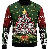 V-DECORPARKS Dog Christmas Tree Ugly Christmas Sweater for Women, Pet Mens Ugly Sweater Holiday Crew Neck Sweatshirt PA40