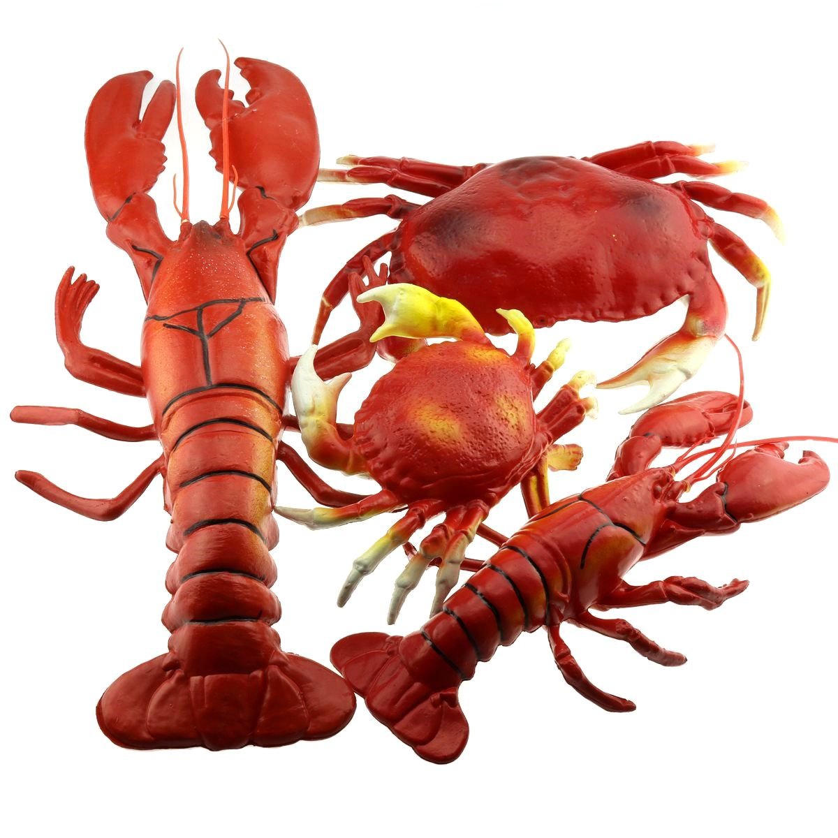 Gresorth 4 Pack Fake Large Sea Life Creatures Collection Artificial Lobster & Crab Plastic Animal Home Party Decoration Display Kids Toy