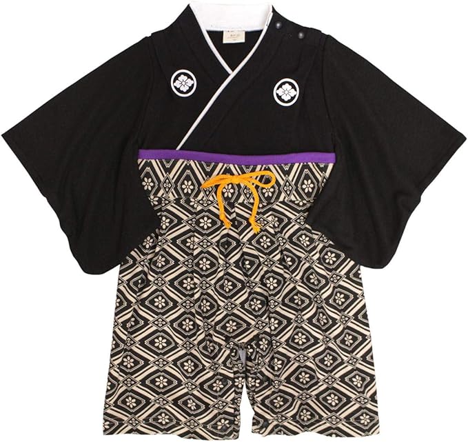 Amazon Co Jp 袴 ロンパース 男の子 ベビー 赤ちゃん はかま 和装 カバーオール フォーマル 服 ファッション小物