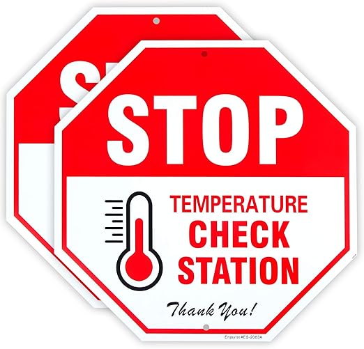 amazoncom 2 pack stop temperature check station sign social