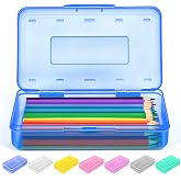 Sooez Pencil Case, Pencil box, Crayon box, Back to School Supplies | Clear, Plastic, Large, Snap-tight Lid, Stackable, Hard, Small Storage Box Art Craft Marker School Box Organizer for Boys Girl
