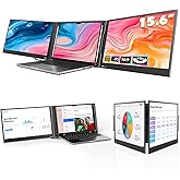 QQH Laptop Screen Extender, 15.6" Triple Portable Monitor with Ultra-Slim FHD IPS Display, One Cable USB-C Monitor Extender Compatible with MacOS, Windows, Android for 12-16" Laptop (Driver Need)