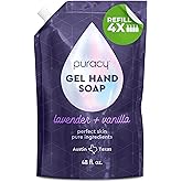 Puracy Organic Hand Soap, Professional Hand Washers We've All Become, Moisturizing Natural Gel Hand Wash Soap, Liquid Hand Soap Refills for Soft Skin (Refill Lavender & Vanilla, 48 Ounce)