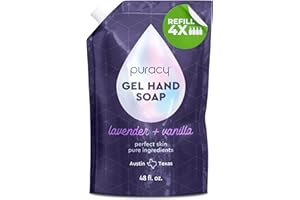 Puracy Organic Hand Soap, Professional Hand Washers We've All Become, Moisturizing Natural Gel Hand Wash Soap, Liquid Hand Soap Refills for Soft Skin (Refill Lavender & Vanilla, 48 Ounce)