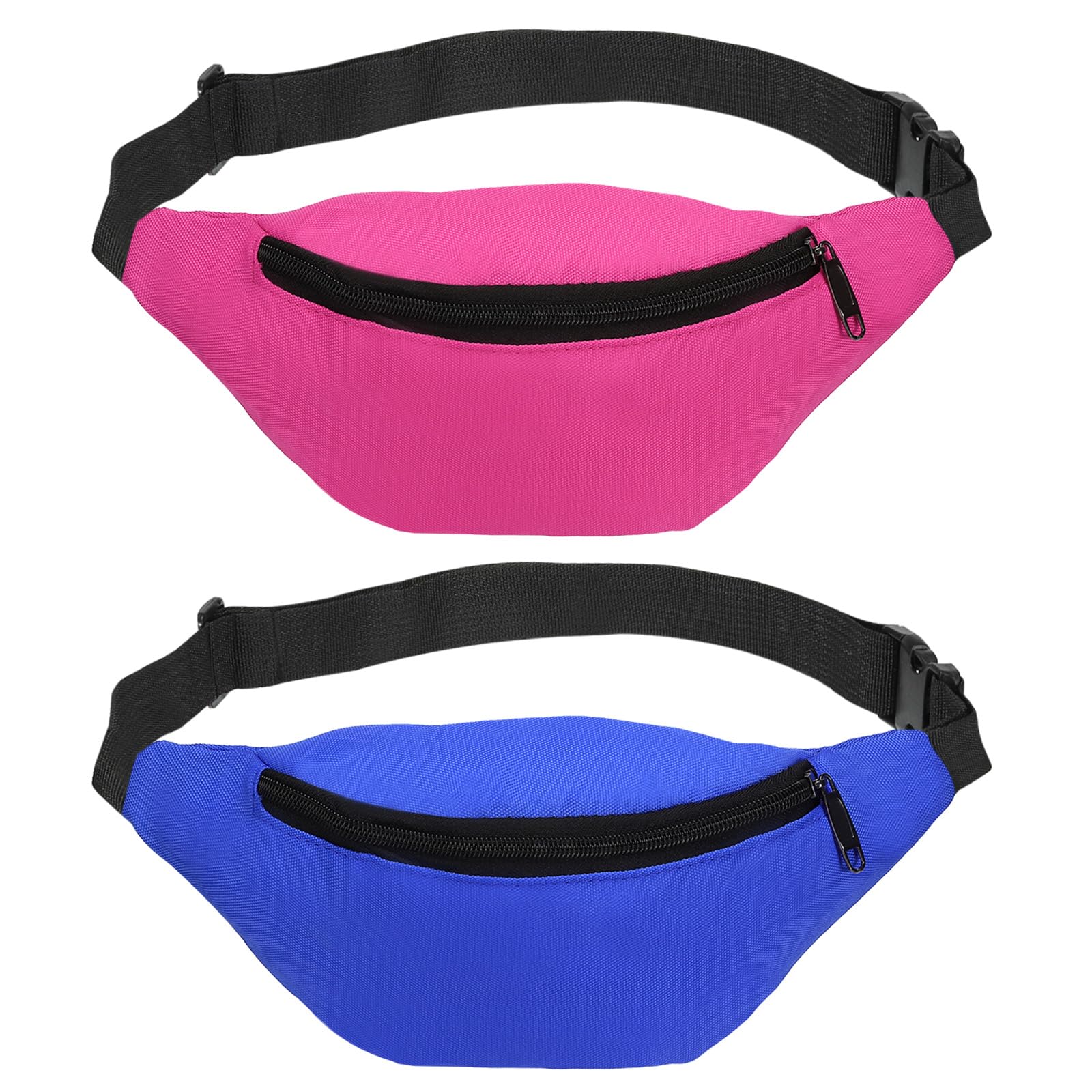 PATIKIL 80s Fanny Pack for Women, 2 Pack Adjustable Waist Bag 90s Fanny Pack for Party, Running, Pink, Sky Blue