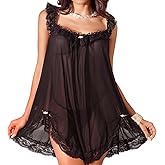Famstar Lingerie for Women Babydoll Chemise Sexy Lingerie Sets Nightgown Lace Dress Sleepwear Teddy Outfits for Women