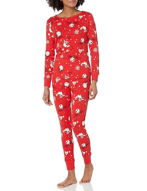 Amazon Essentials Disney | Marvel | Star Wars Women's Snug-Fit Cotton Pajama Sleepwear Sets, Nightmare Valentine - Womens Snug Fit, Small