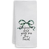 HIWX Mom Gifts Kitchen Towels, My Favorite Child Gave Me This Green Coquette Bow Decorative Kitchen Dish Towels, Mom Mother's Day Birthday Gifts from Kids Hand Towels for Bathroom Decor, 16x24 Inches