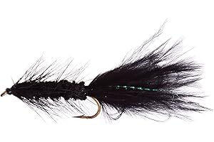 Flies Direct Wooly Bugger Black Assortment 1 Dozen Trout Fishing Flies Pack of 12
