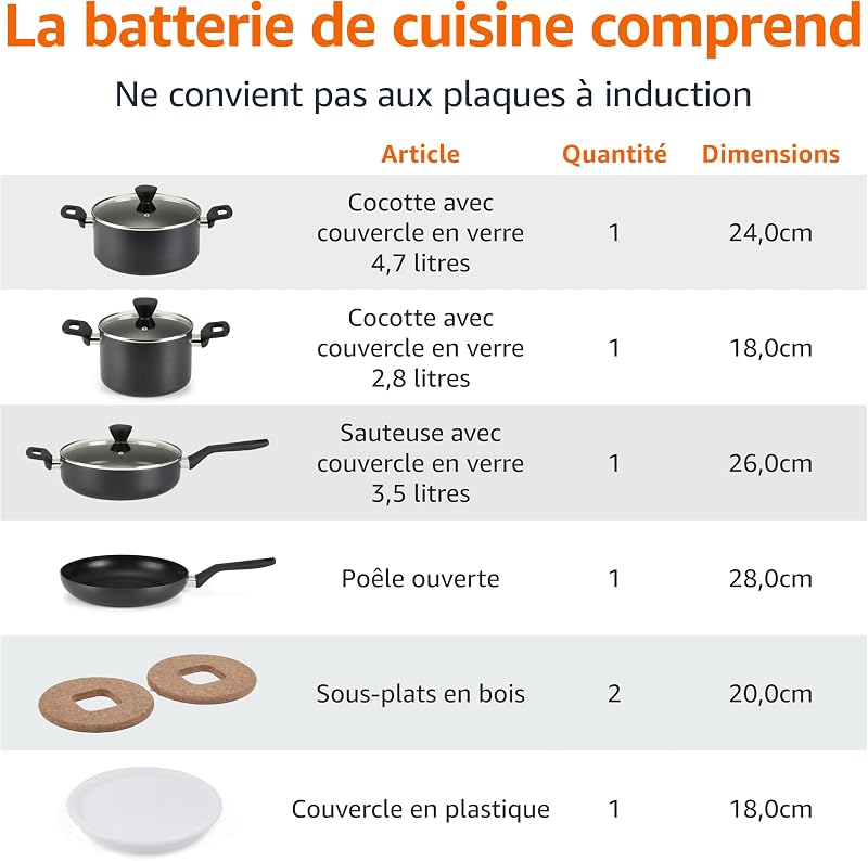 Lot de 10 casseroles et poêles empilables en céramique antiadhésive, gain de place — photo 4 sur 6