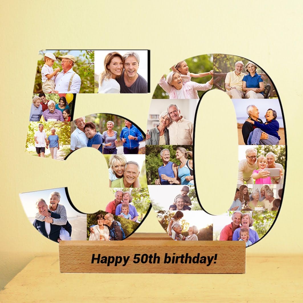 Photographs - Personalized 50th 60th 70th 80th Numbered Photo Collage Gift,Custom Any Number, Personalized 50th Birthday Photo Collage Gift, 50th Birthday Party Decorations,50th Anniversary Birthday Gift