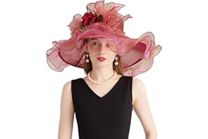 RZTA Women's Kentucky Derby Church Dress Hat Wide Brim Leaf Flower Bridal Shower Hat