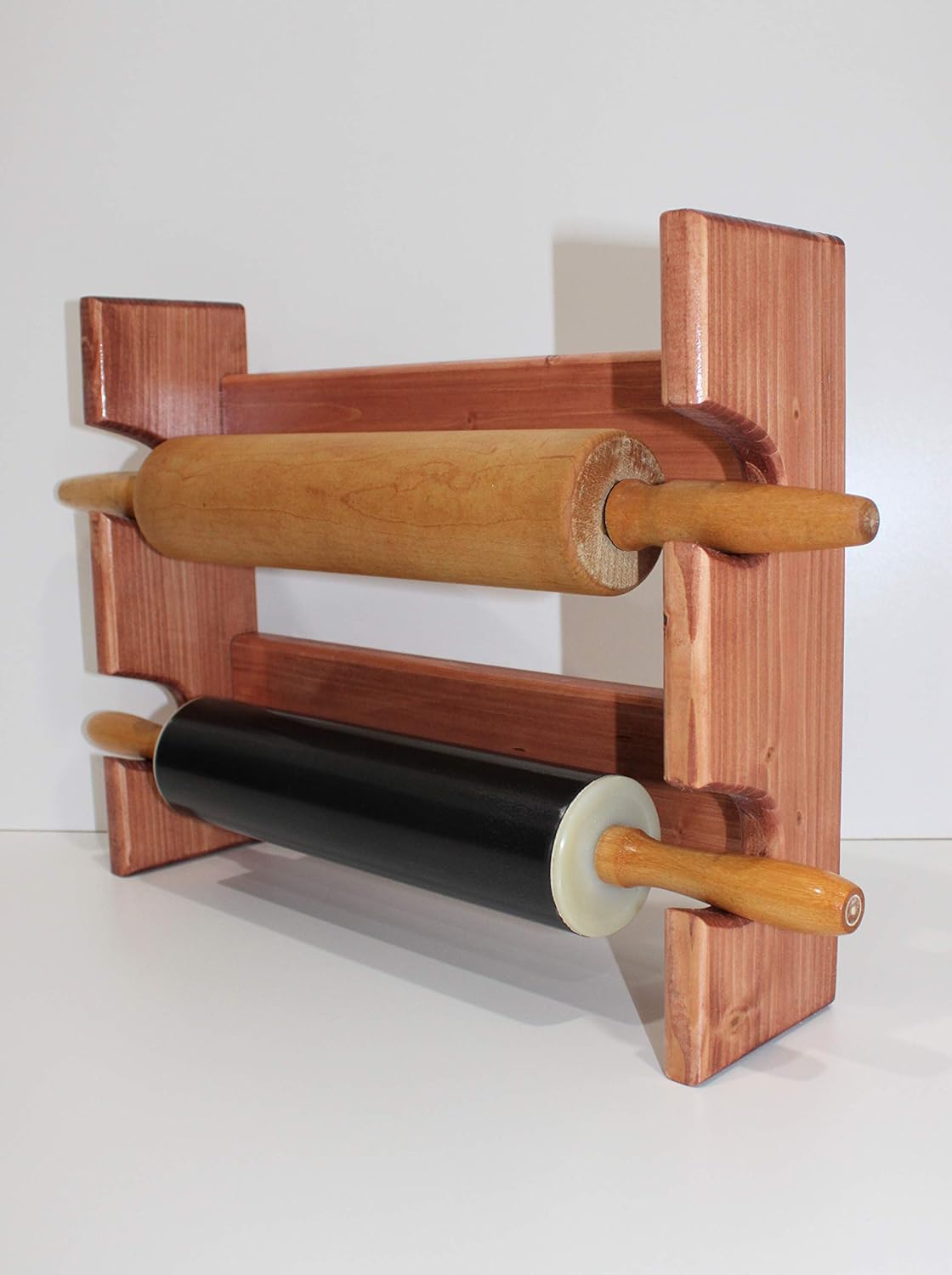Rolling Pin Rack with Two Slots Red Chestnut Rolling Pin