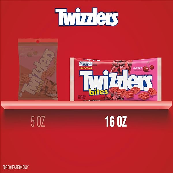TWIZZLERS BITES CHERRY FLAVORED LICORICE STYLE, CHEWY CANDY BAG, 16 OZ