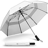 Weatherman Premium Collapsible Small Travel Umbrella Compact - Windproof, Resists Up to 55 MPH Winds - Foldable Travel Umbrellas for Rain & Wind - Easy Auto Open w/Strong Fiberglass Frame (White)