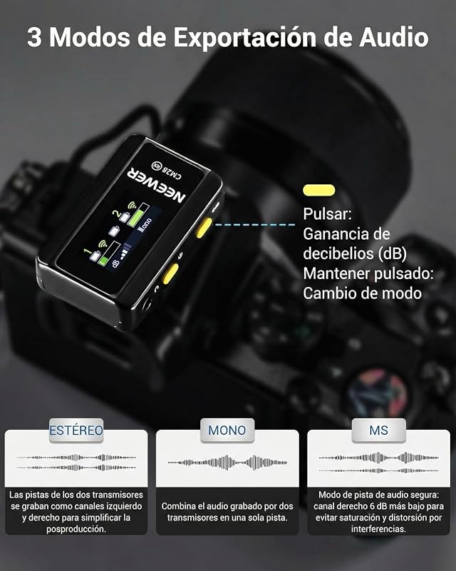 Sistema de microfone sem fios CM28 com carregamento da caixa, cancelar ruído, 4GB de armazenamento, gravação 9H, áudio 16 bits, lapela do microfone compatível com iPhone, iPad, câmara do PC Android