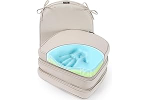 SUNROX Gel Memory Foam Chair Cushions, FadeShield Water-, Stain-Resistant Durable Reversible Seat Cushion Pads with Ties for Indoor/Outdoor Kitchen Dining Office, 17"x16", Set of 4, Cream