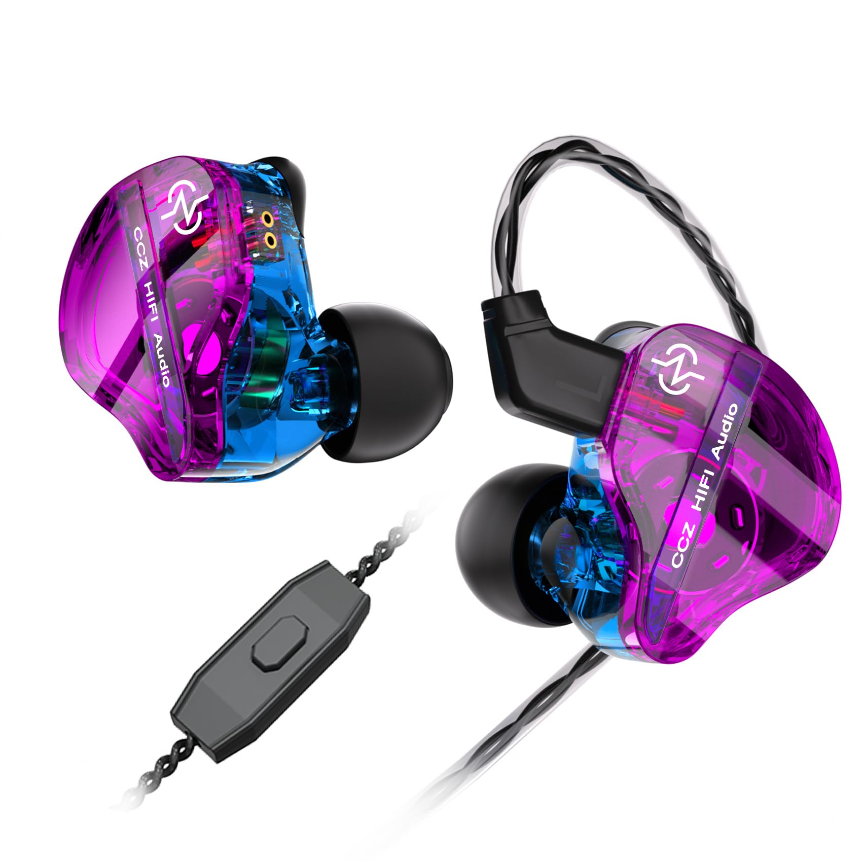 Yinyoo CCZ DC01 PRO Headphones with Microphone,Powerful Bass IEM Earphones,Powerful Magnetic Composite Diaphragm Wired Earbuds，Exclusive Patented Earfins,Lightweight In Ear Monitors for Musicians