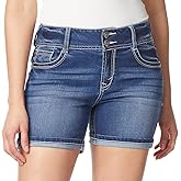 WallFlower Womens Luscious Curvy Mid-Rise Denim Insta Stretch Juniors Bling 3" Shorts & 9" Bermuda, Sizes 0 to 24