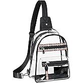 FADEON Large Clear Bag for Stadium Events, Transparent Purse Designer See Through Women's Crossbody Sling Bags Concerts Sports