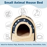 Pantula Warm Guinea Pig Bed House Cave Cozy Hideout Blue Star view 5