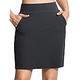 THE GYM PEOPLE Women's Golf Skorts Modest Knee Length Athletic Tennis Skirts Built-in Shorts with 4 Pockets