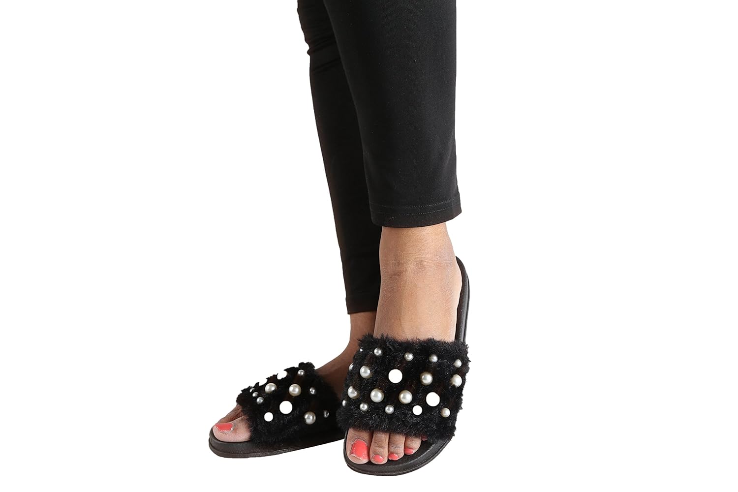 falcon18 women's casual soft furr slippers and flip flop