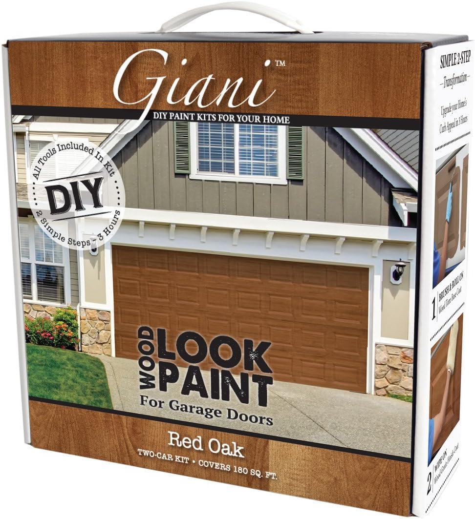 Giani Wood Look Garage Door Paint Kit, 2 Car, Red Oak