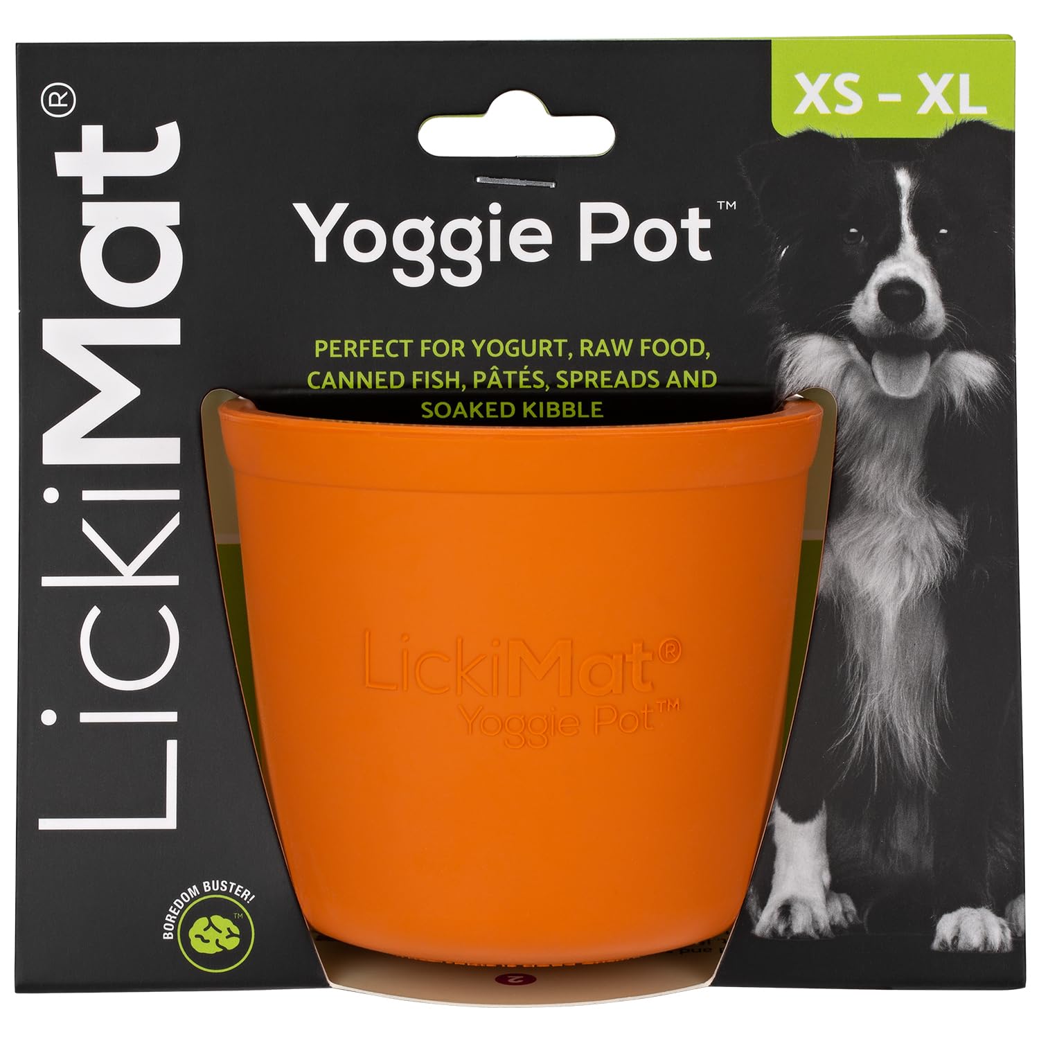 LickiMat Yoggie Pot – Distraction, Fun and Enrichment. Long Lasting Rubber Licking Treat Dispenser for All Dog Sizes and Slow Feeder for Small Dogs. The Newest LickiMat, Orange