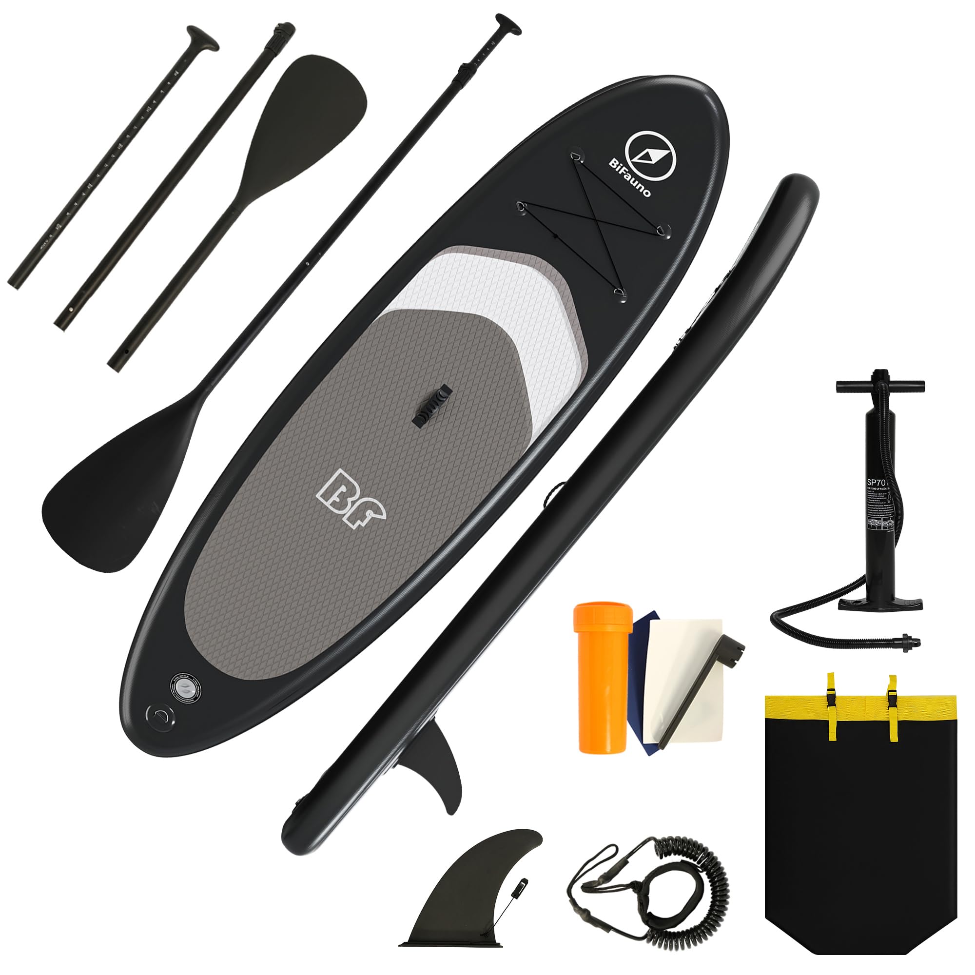Bifanuo 10.5'x30''x6'' Inflatable Stand Up Paddle Board with SUP Accessories & Backpack. Bottom Fin,Non-Slip Deck,Wide Stance,Double Action Pump.Youth & Adult Standing Boat(SP023) Image Bifanuo 10.5'x30''x6'' Inflatable Stand Up Paddle Board with SUP Accessories & Backpack. Bottom Fin,Non-Slip Deck,Wide Stance,Double Action Pump.Youth & Adult Standing Boat(SP023) Image