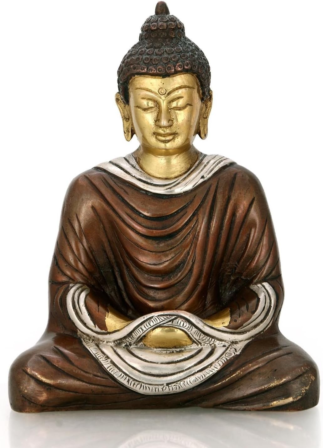AapnoCraft Large Buddha Idols Brass Buddha Meditation Thinking Statue with Double Finish Chinese Tibetan Sculpture Yin Figure
