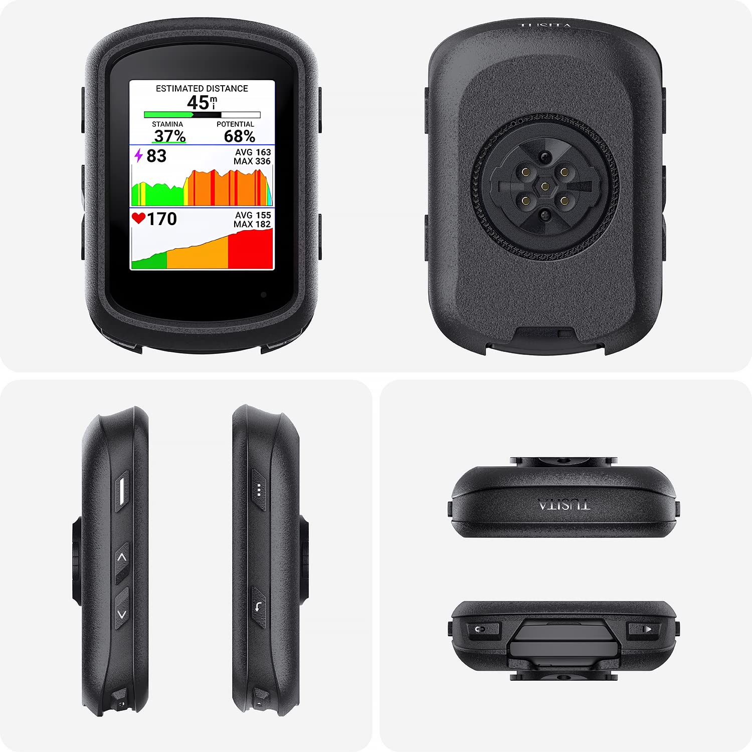 TUSITA Silicone Case Compatible with Garmin Edge 540 | 540 Solar | 840 | 840 Solar - Black