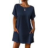 AI'MAGE Women's Swimsuit Coverup Bathing Suit Cover Ups Casual Short Sleeve Bikini Beach Dress with Pocket