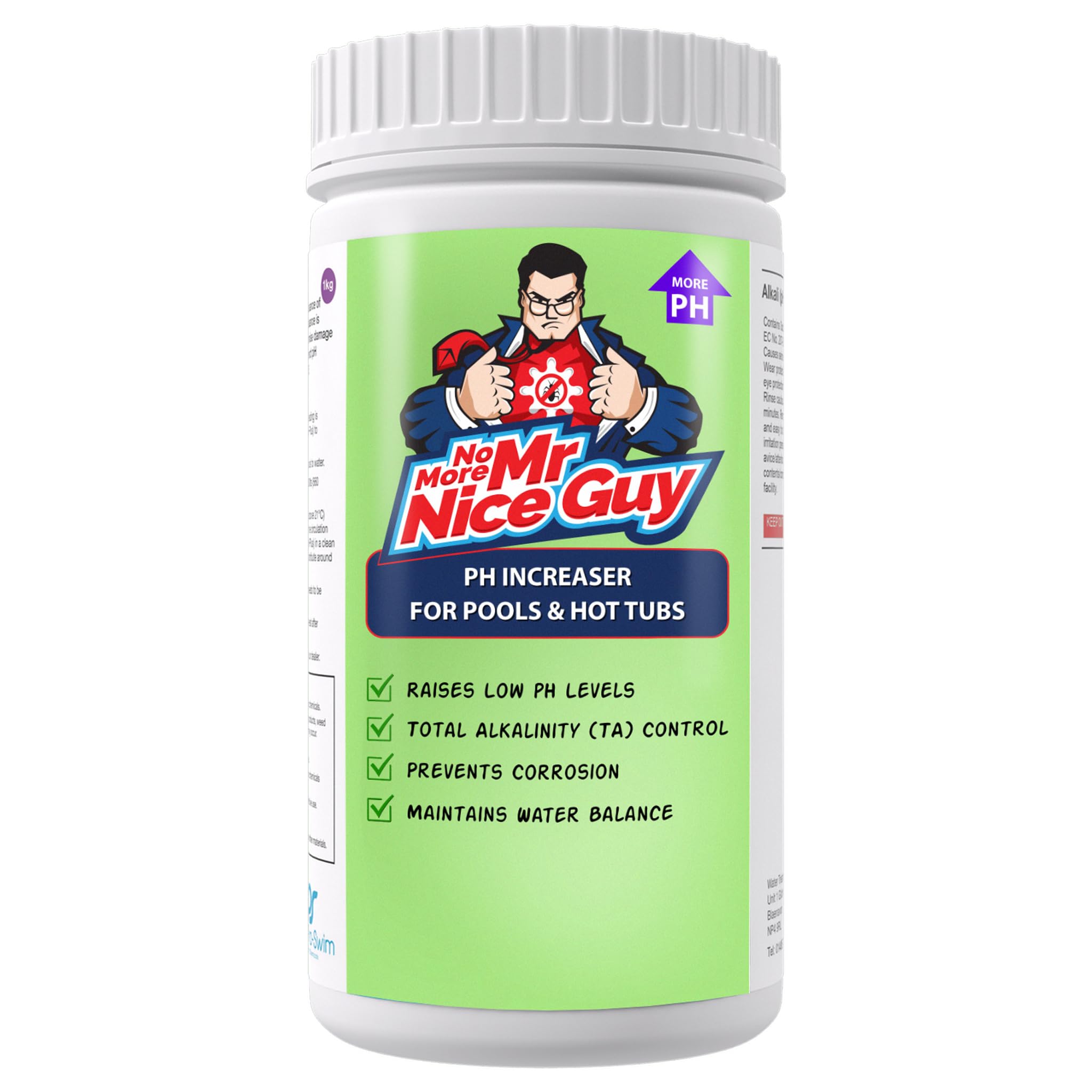 pH Plus pH Increaser 1kg – For Swimming Pools Hot Tubs & Spas – pH Alkali Up – Increases pH Levels in Pools & Hot Tubs – Total Alkalinity TA Control – Maintains Water Clarity – No More Mr Nice Guy