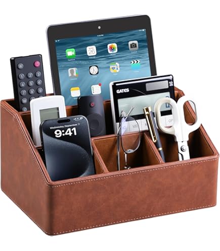 Outus Wooden Spinning Pen Holder For Desk I'll Remember It Later Pencil Holder Cute Organizer Funny Desk Decor Pencil Case Art Supply Storage Box For Home Office (Brown